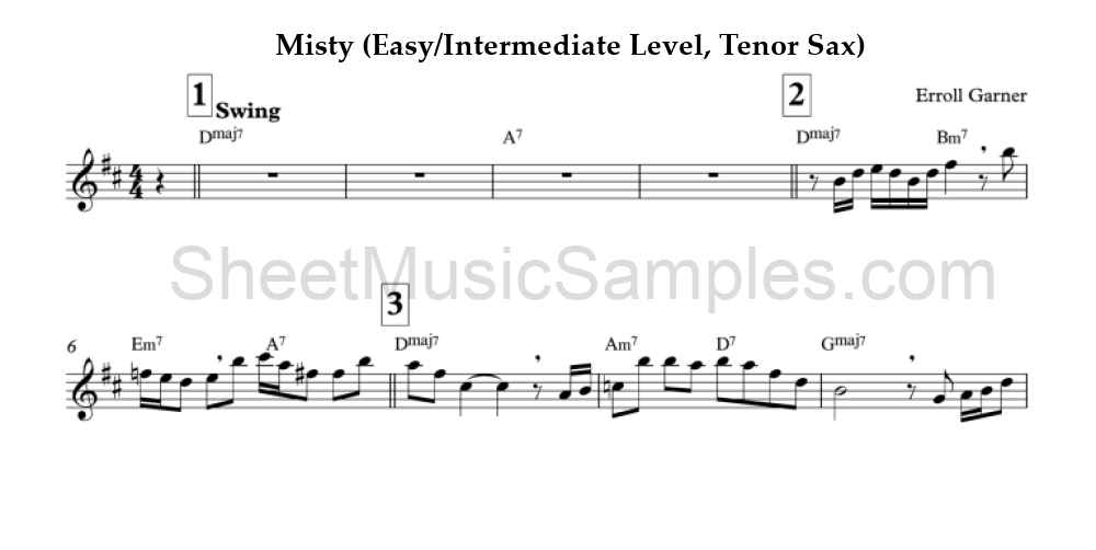 Misty (Easy/Intermediate Level, Tenor Sax)