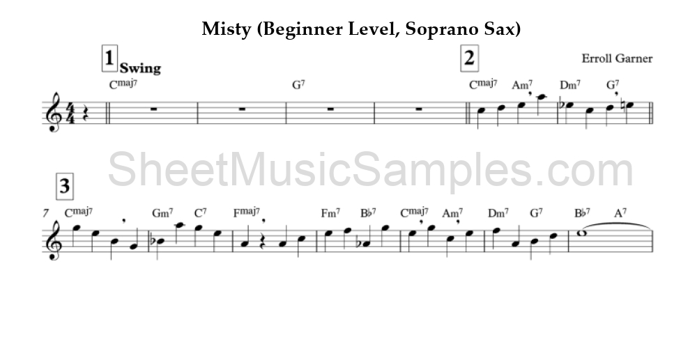 Misty (Beginner Level, Soprano Sax)