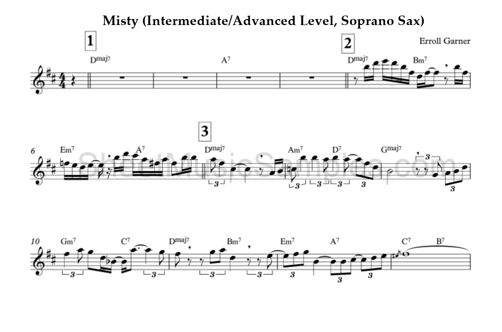 Misty (Intermediate/Advanced Level, Soprano Sax)