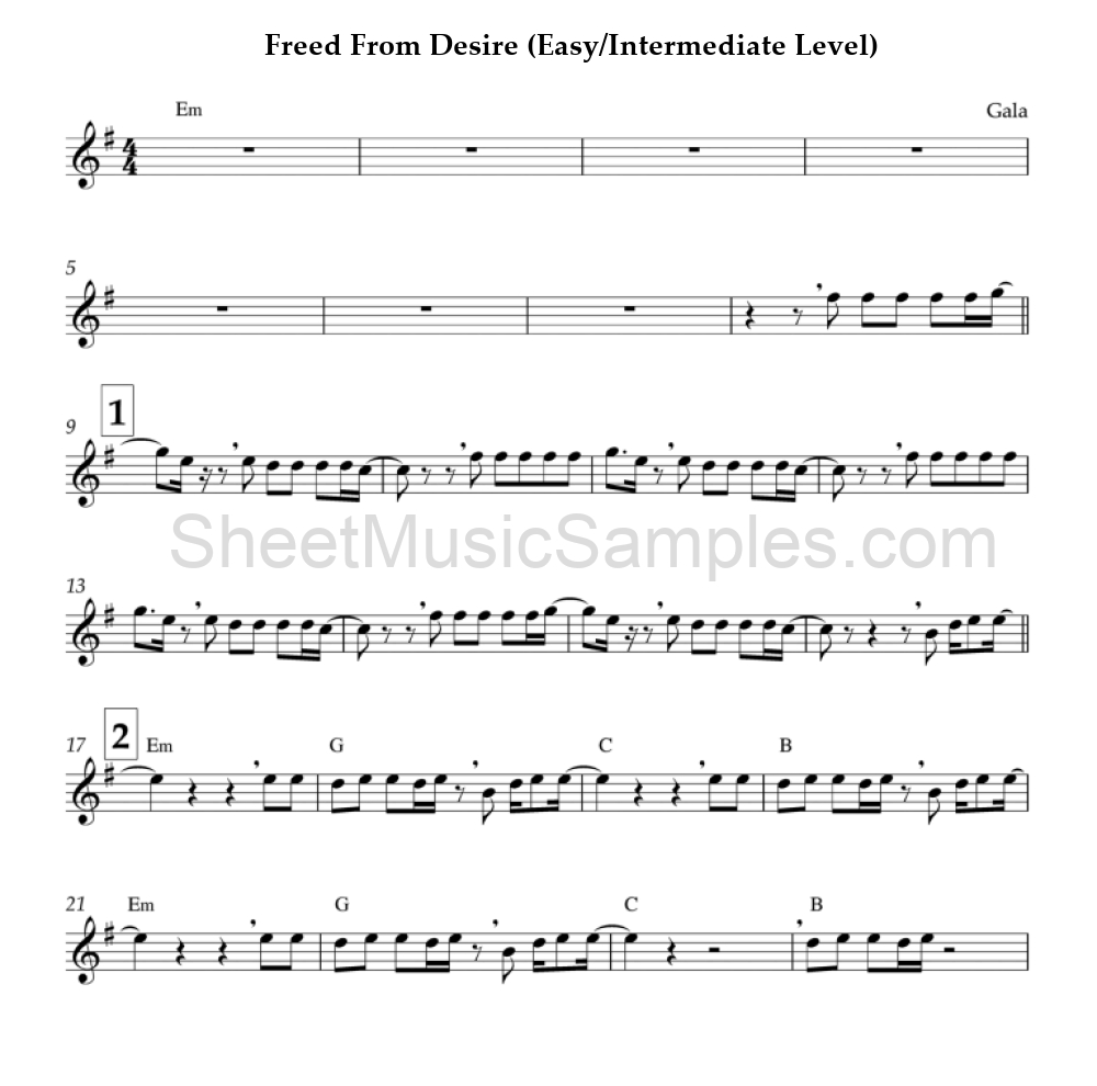 Freed From Desire (Easy/Intermediate Level)