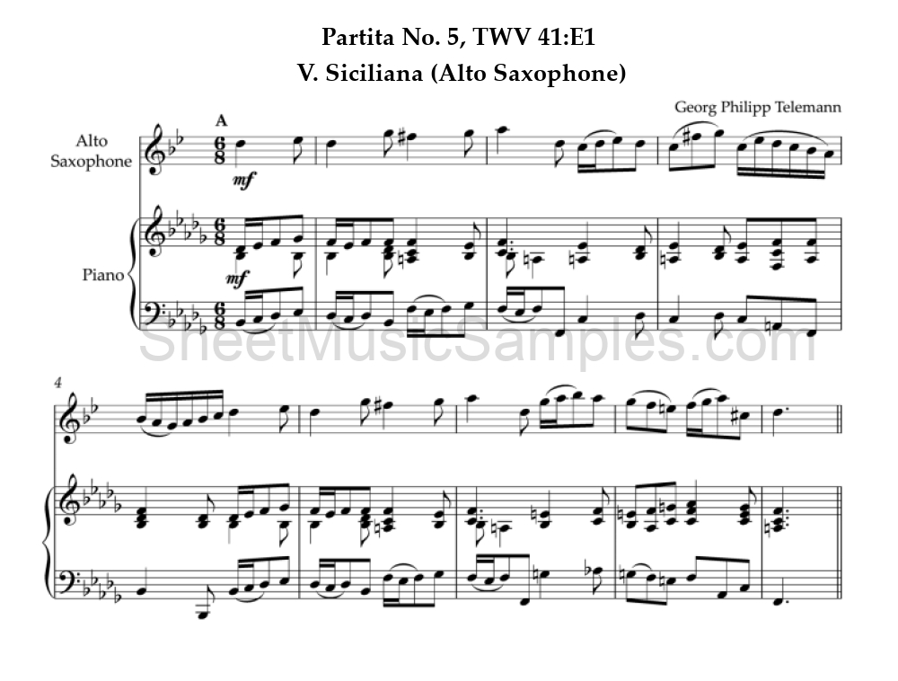 Partita No. 5, TWV 41:E1 - V. Siciliana (Alto Saxophone)