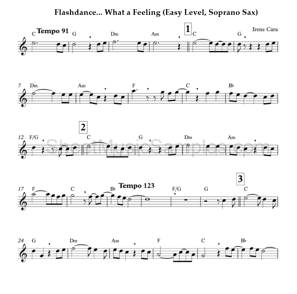 Flashdance... What a Feeling (Easy Level, Soprano Sax)