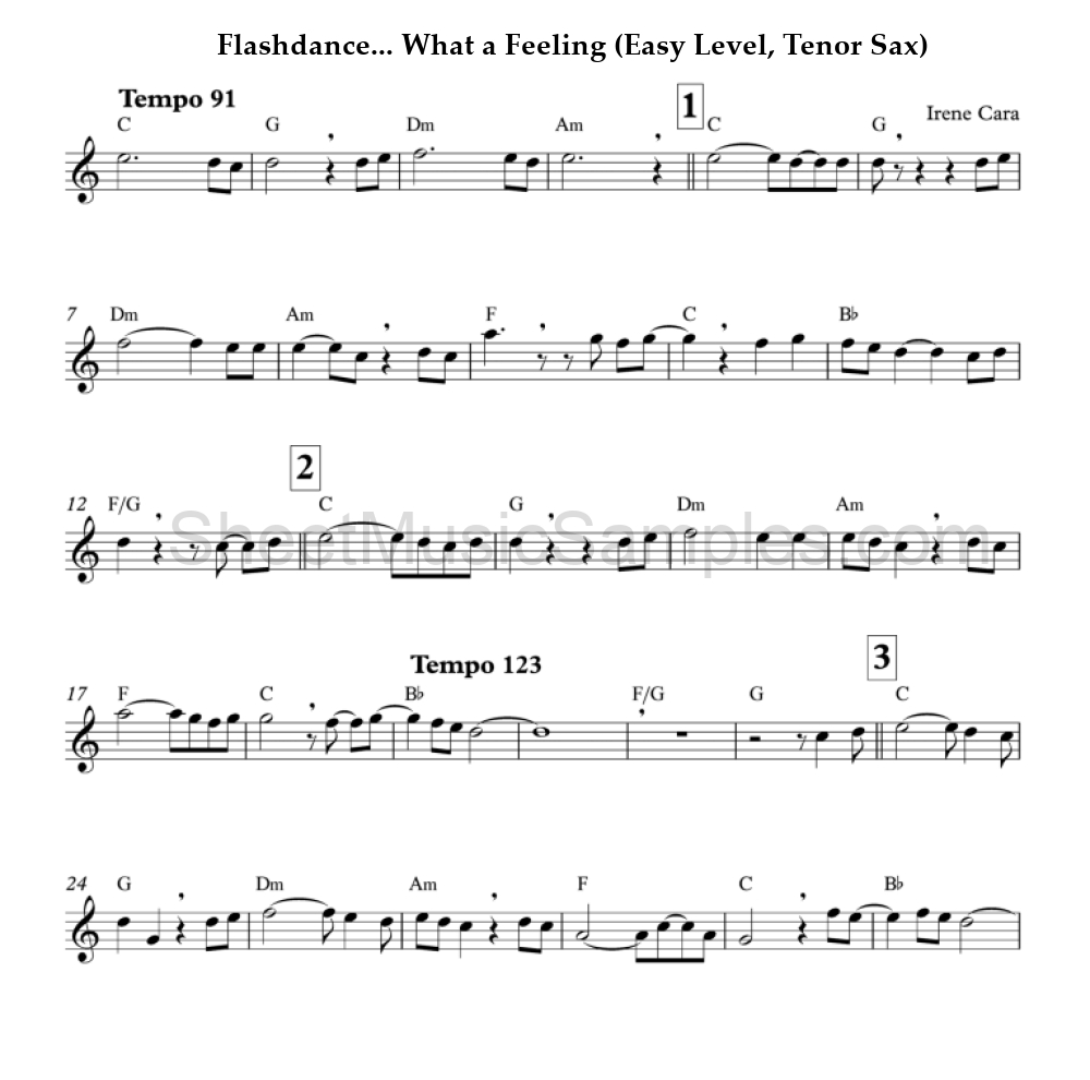 Flashdance... What a Feeling (Easy Level, Tenor Sax)