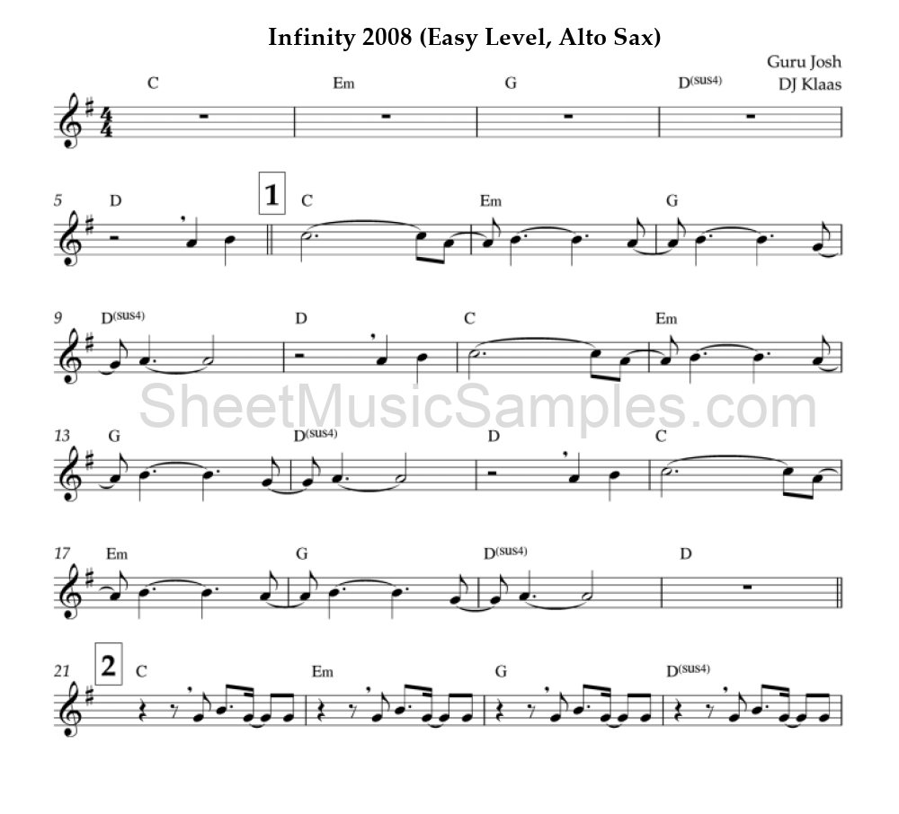 Infinity 2008 (Easy Level, Alto Sax)