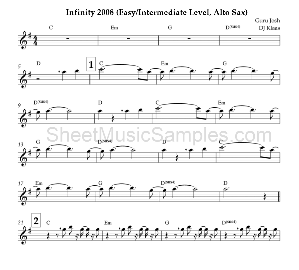 Infinity 2008 (Easy/Intermediate Level, Alto Sax)