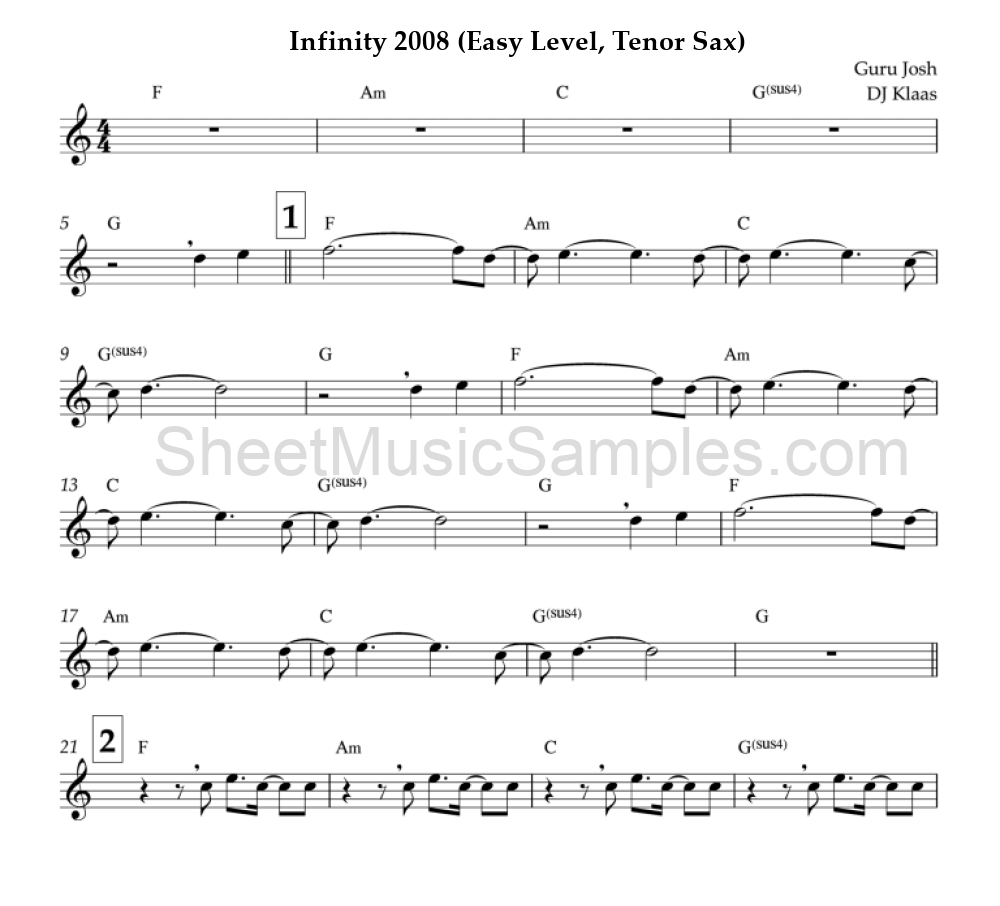 Infinity 2008 (Easy Level, Tenor Sax)