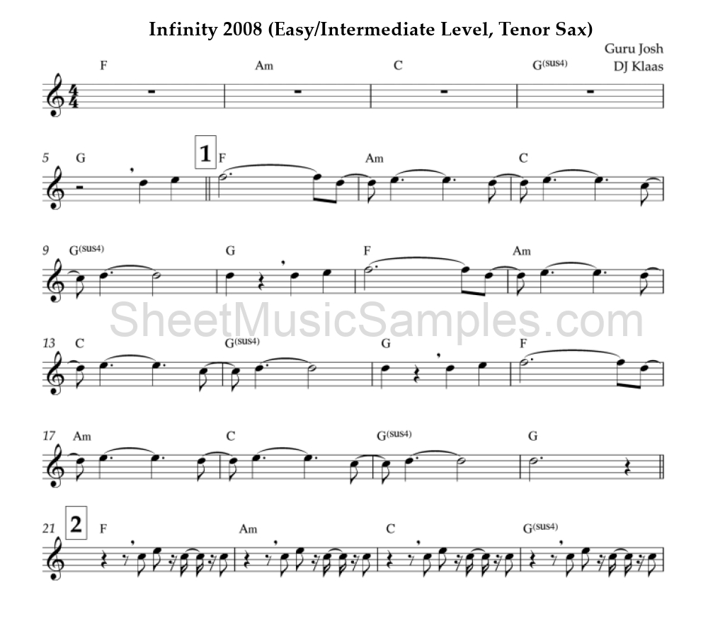 Infinity 2008 (Easy/Intermediate Level, Tenor Sax)