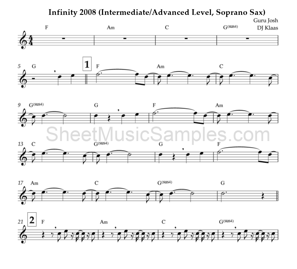 Infinity 2008 (Intermediate/Advanced Level, Soprano Sax)