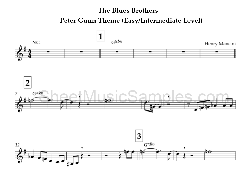 The Blues Brothers - Peter Gunn Theme (Easy/Intermediate Level)