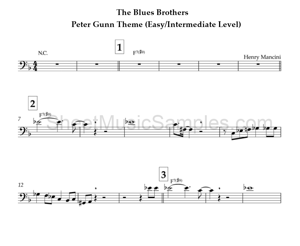 The Blues Brothers - Peter Gunn Theme (Easy/Intermediate Level)