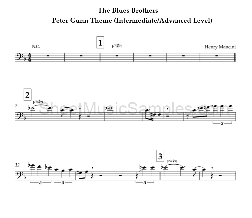 The Blues Brothers - Peter Gunn Theme (Intermediate/Advanced Level)