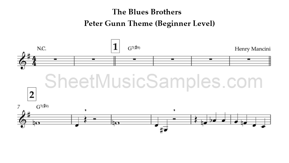 The Blues Brothers - Peter Gunn Theme (Beginner Level)