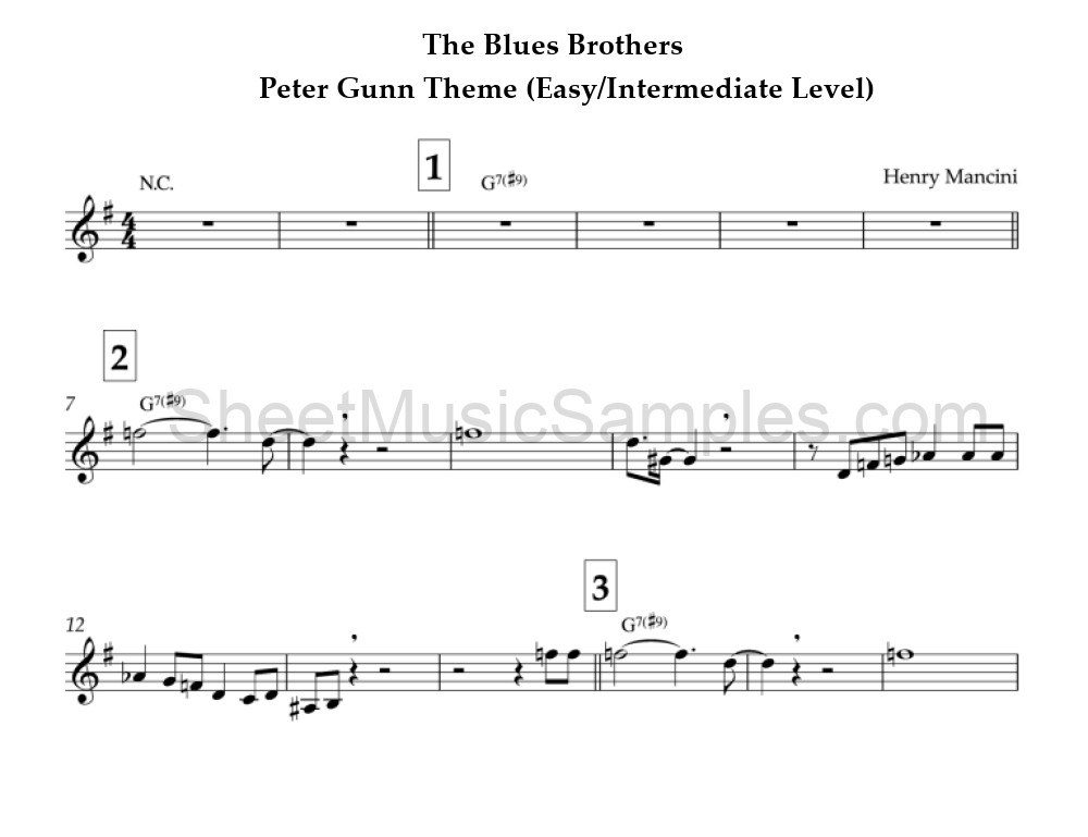 The Blues Brothers - Peter Gunn Theme (Easy/Intermediate Level)