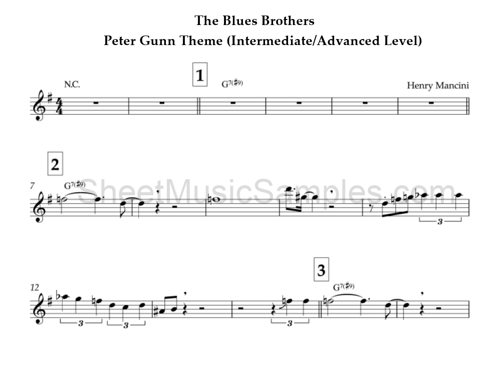 The Blues Brothers - Peter Gunn Theme (Intermediate/Advanced Level)