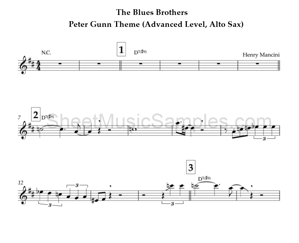 The Blues Brothers - Peter Gunn Theme (Advanced Level, Alto Sax)