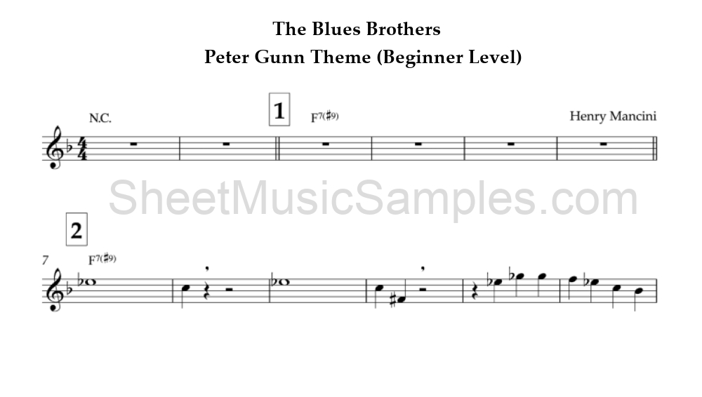 The Blues Brothers - Peter Gunn Theme (Beginner Level)