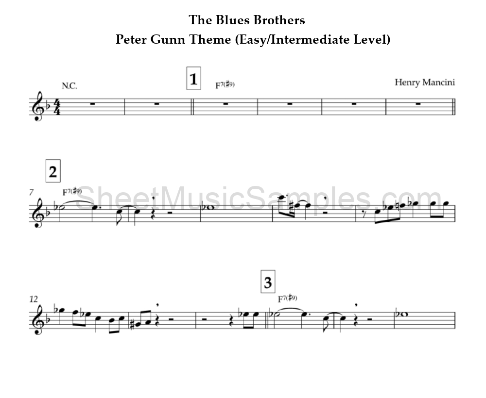 The Blues Brothers - Peter Gunn Theme (Easy/Intermediate Level)