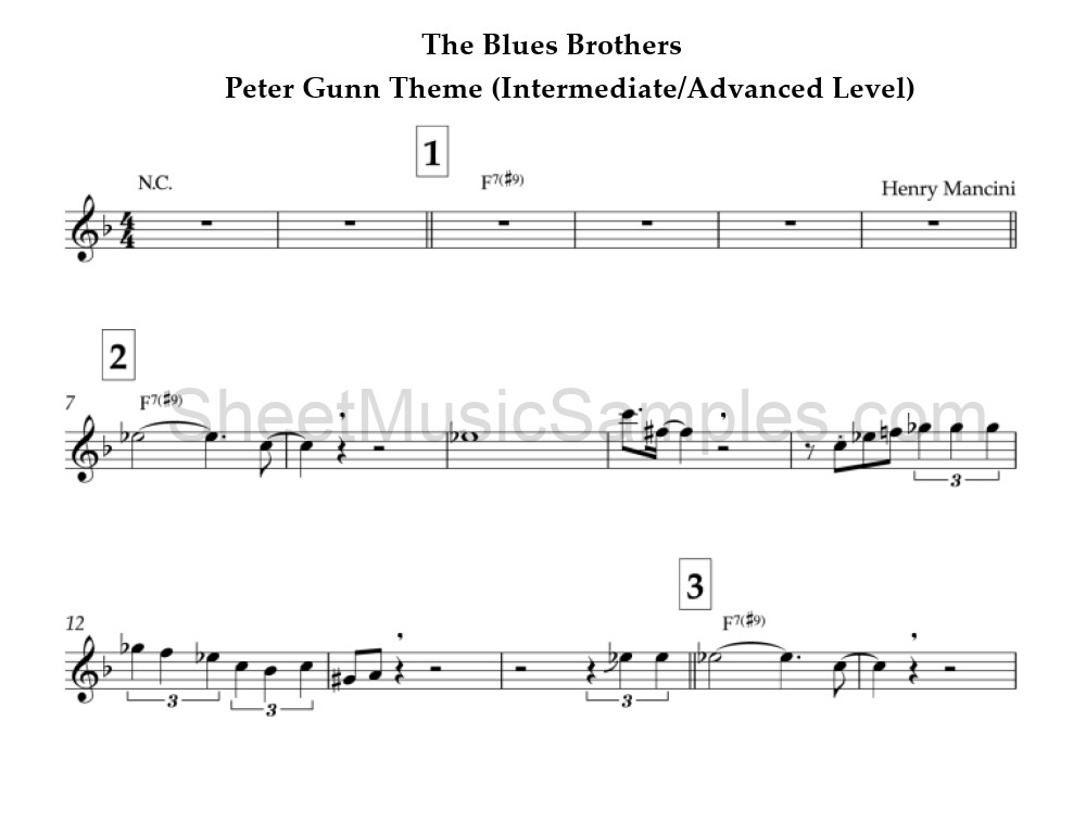 The Blues Brothers - Peter Gunn Theme (Intermediate/Advanced Level)