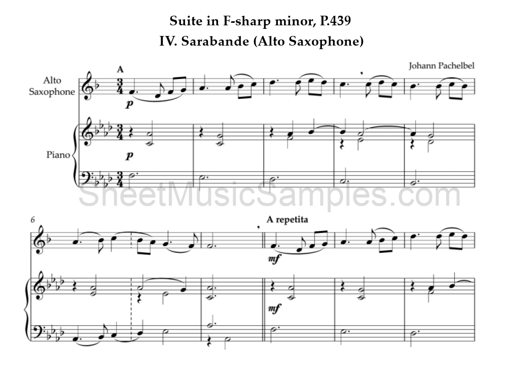 Suite in F-sharp minor, P.439 - IV. Sarabande (Alto Saxophone)