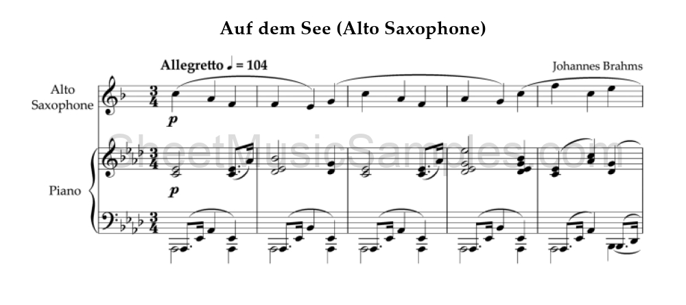 Auf dem See (Alto Saxophone)