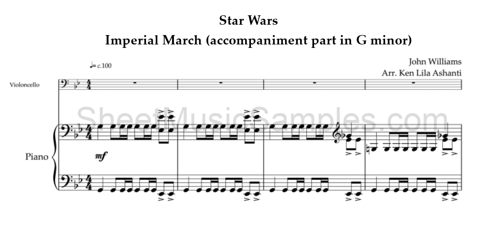 Star Wars - Imperial March (accompaniment part in G minor)