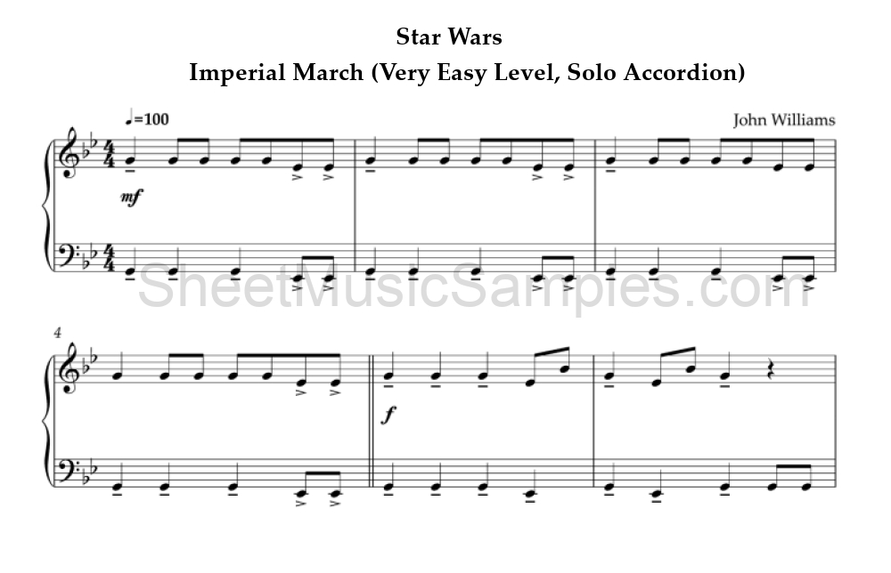 Star Wars - Imperial March (Very Easy Level, Solo Accordion)