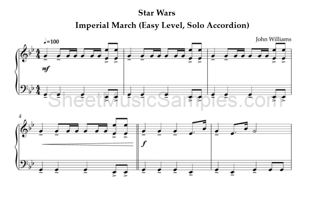 Star Wars - Imperial March (Easy Level, Solo Accordion)