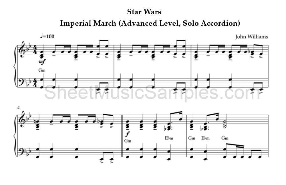 Star Wars - Imperial March (Advanced Level, Solo Accordion)