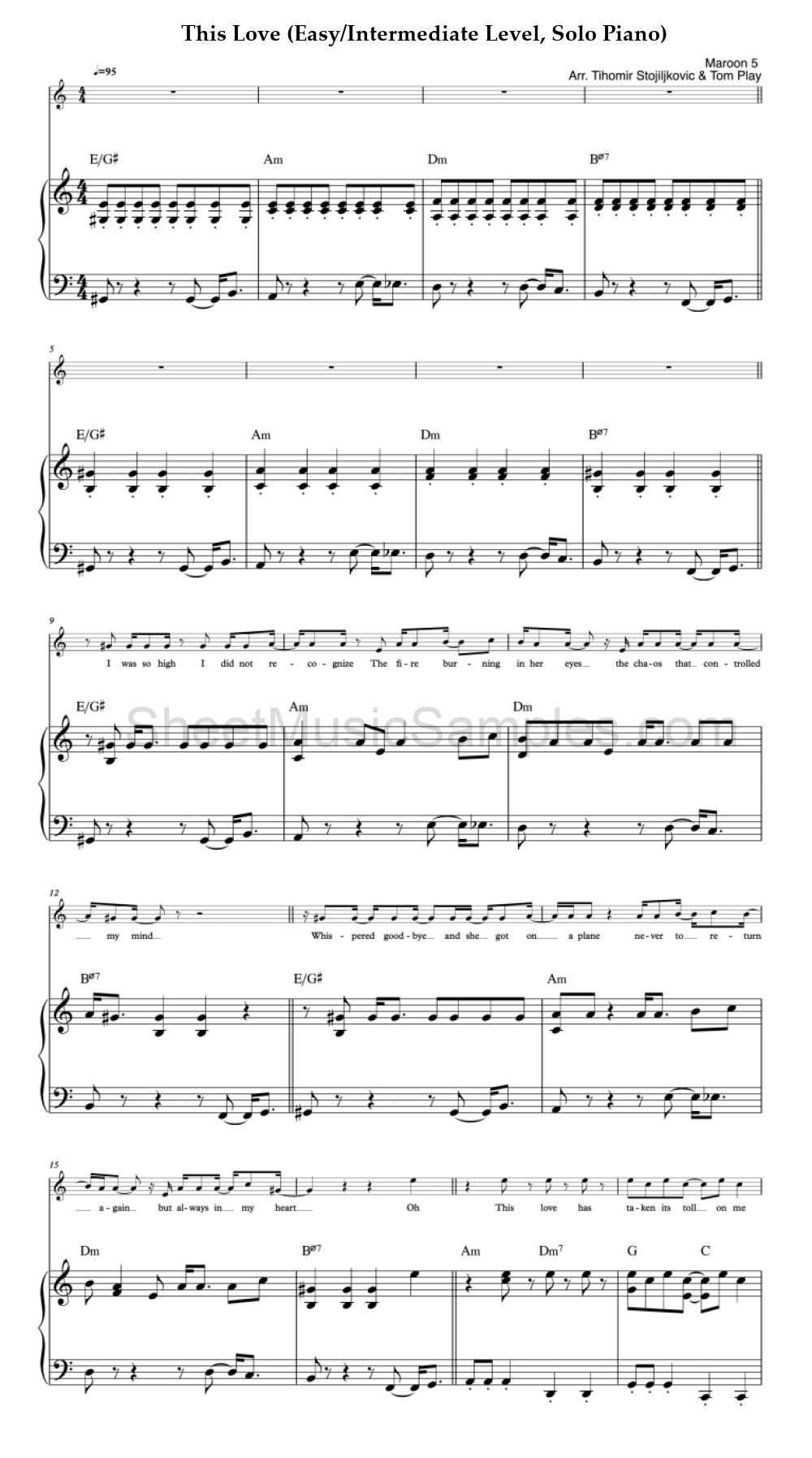 This Love (Easy/Intermediate Level, Solo Piano)