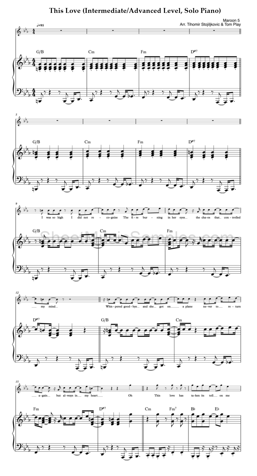 This Love (Intermediate/Advanced Level, Solo Piano)