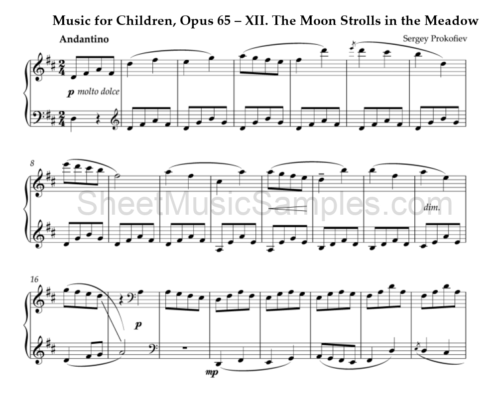 Music for Children, Opus 65 – XII. The Moon Strolls in the Meadow