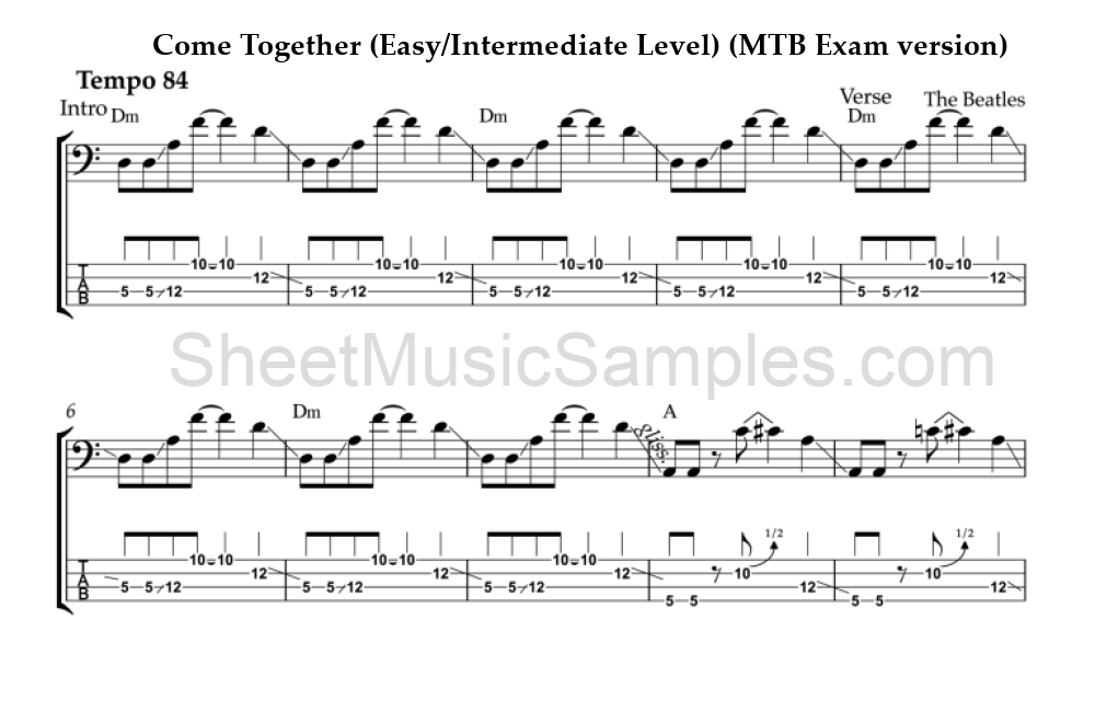 Come Together (Easy/Intermediate Level) (MTB Exam version)