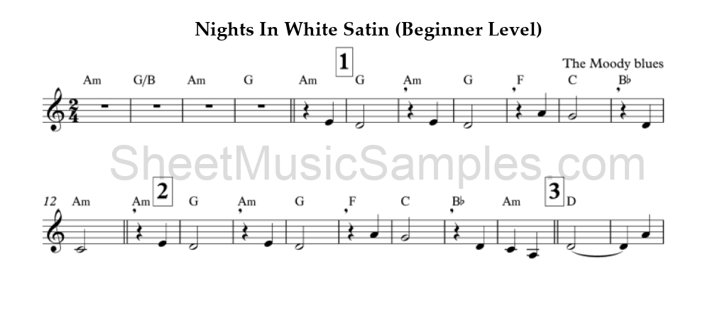 Nights In White Satin (Beginner Level)