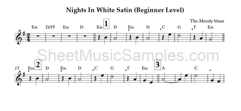 Nights In White Satin (Beginner Level)