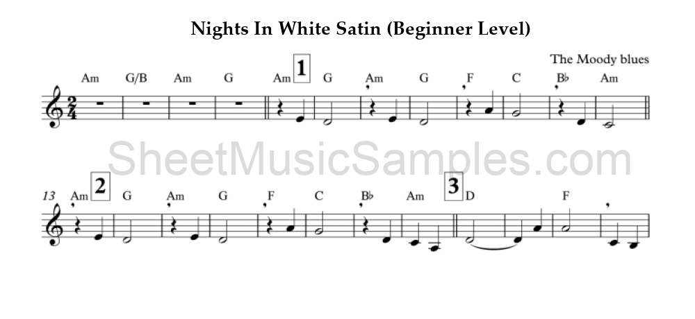 Nights In White Satin (Beginner Level)