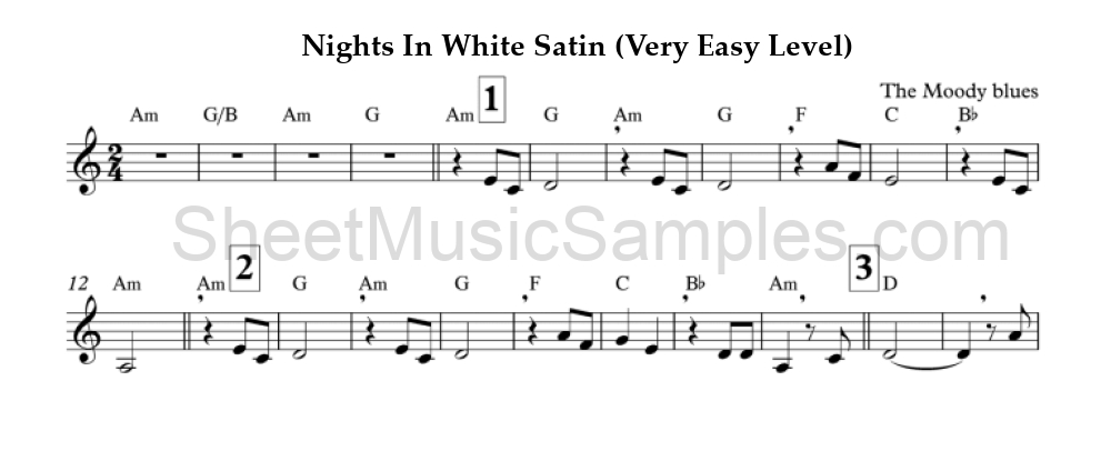 Nights In White Satin (Very Easy Level)