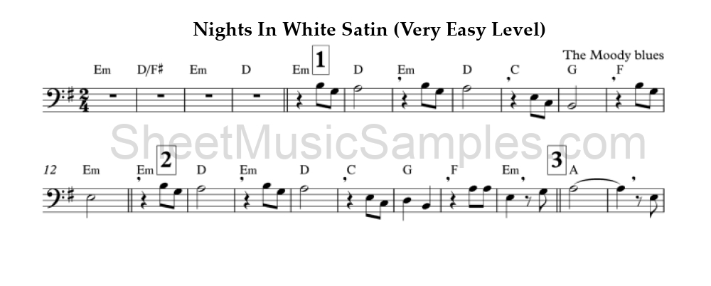 Nights In White Satin (Very Easy Level)