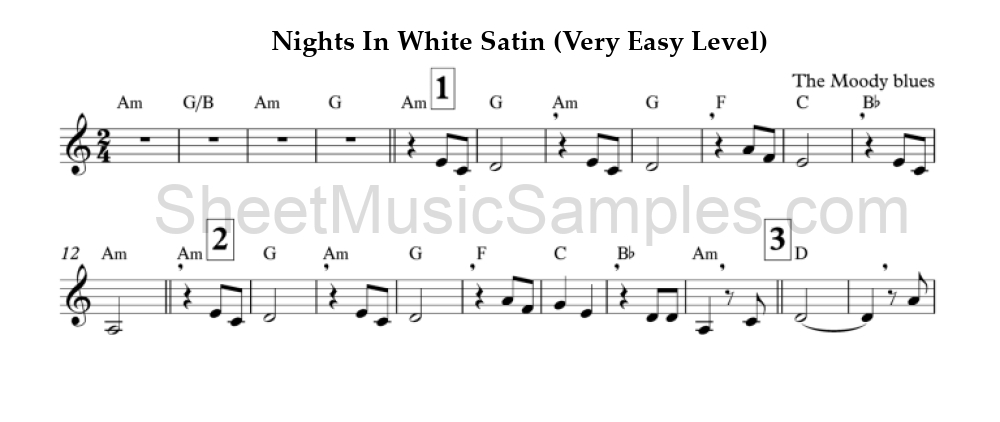 Nights In White Satin (Very Easy Level)