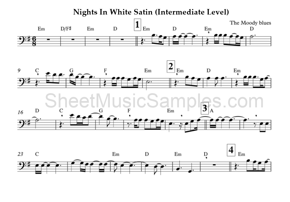 Nights In White Satin (Intermediate Level)