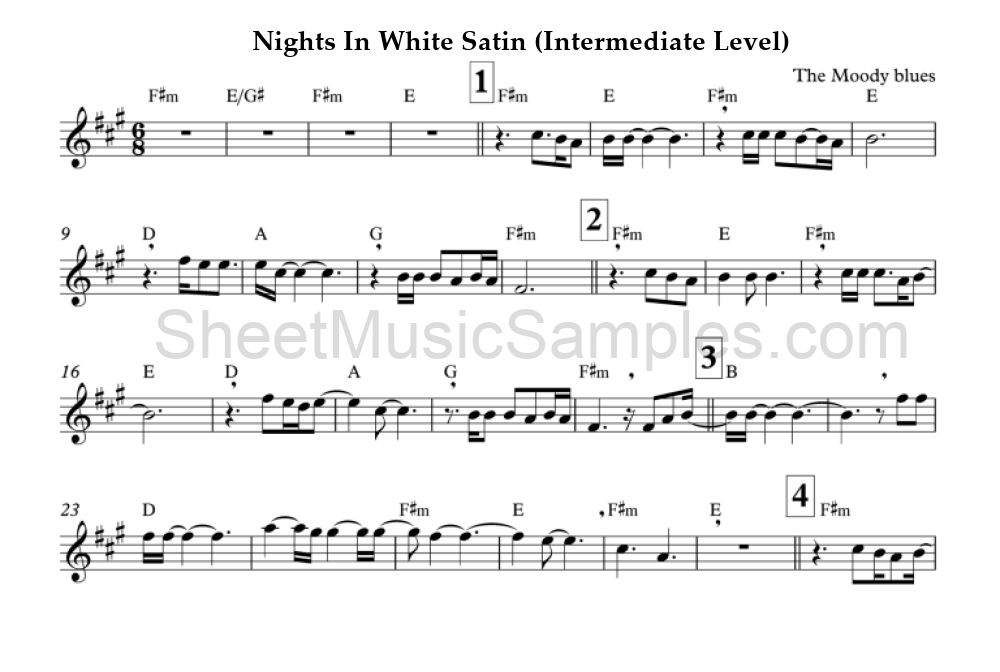 Nights In White Satin (Intermediate Level)