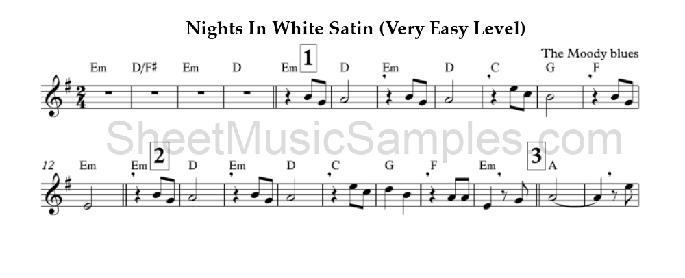 Nights In White Satin (Very Easy Level)