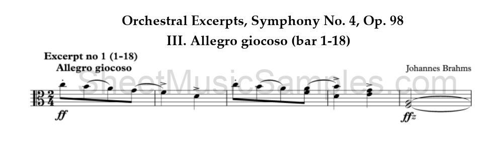 Orchestral Excerpts, Symphony No. 4, Op. 98 - III. Allegro giocoso (bar 1-18)