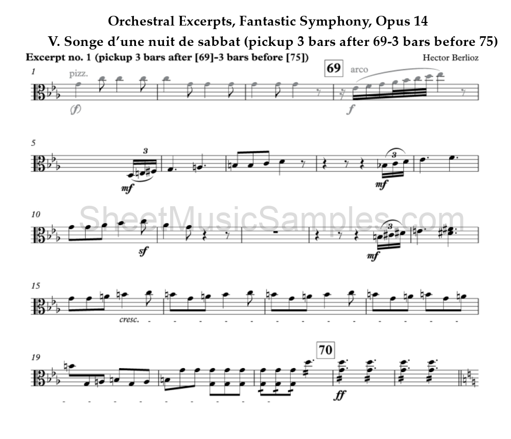 Orchestral Excerpts, Fantastic Symphony, Opus 14 - V. Songe d’une nuit de sabbat (pickup 3 bars after 69-3 bars before 75)