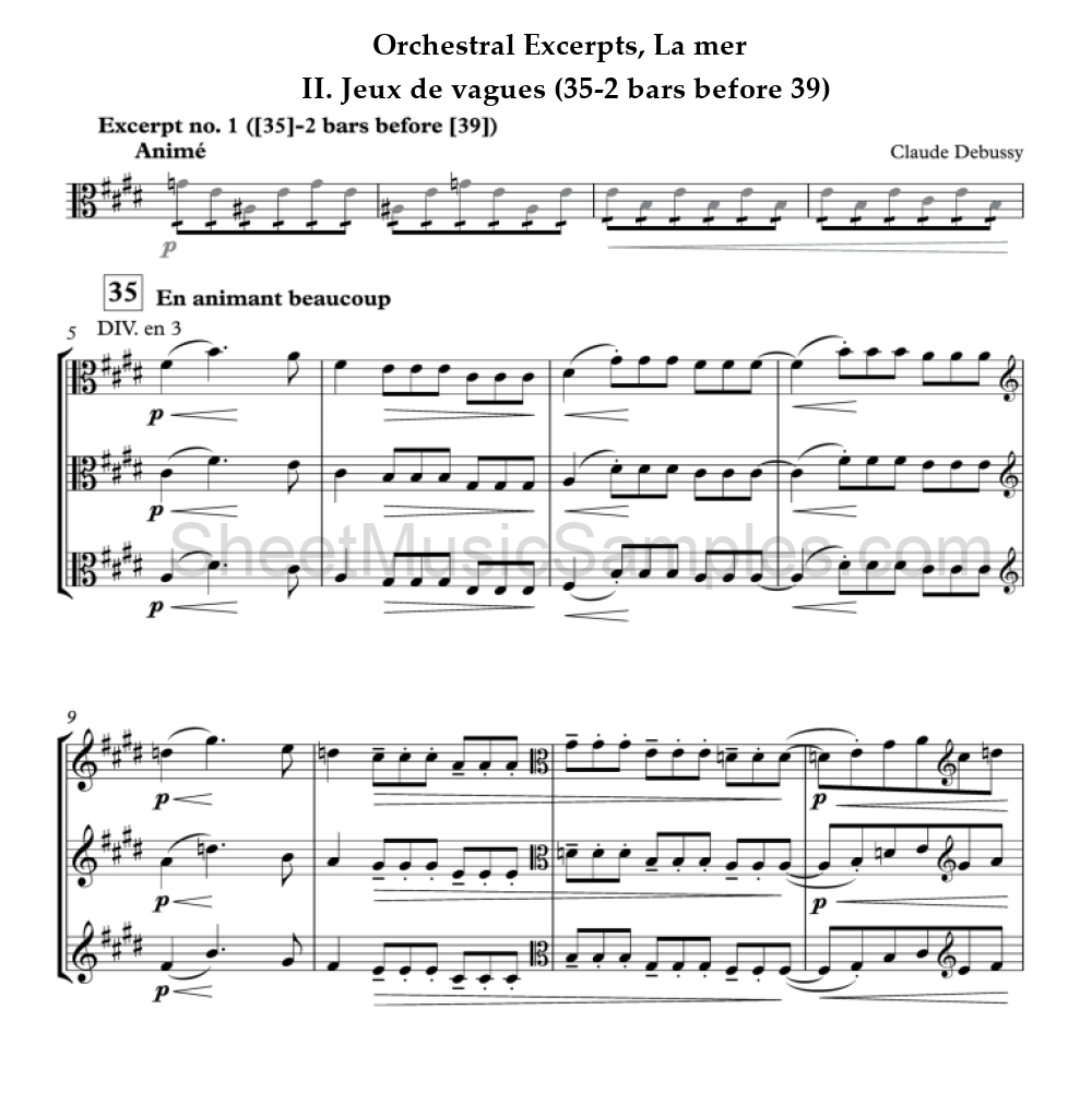 Orchestral Excerpts, La mer - II. Jeux de vagues (35-2 bars before 39)