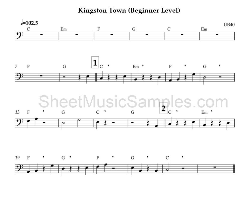 Kingston Town (Beginner Level)