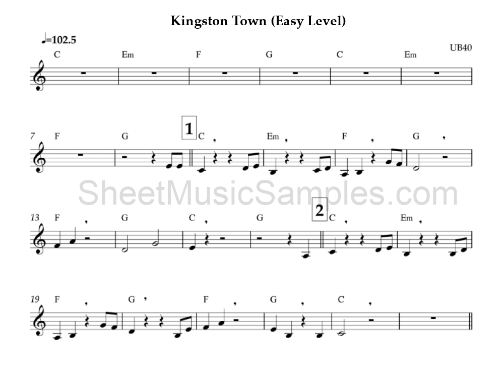 Kingston Town (Easy Level)