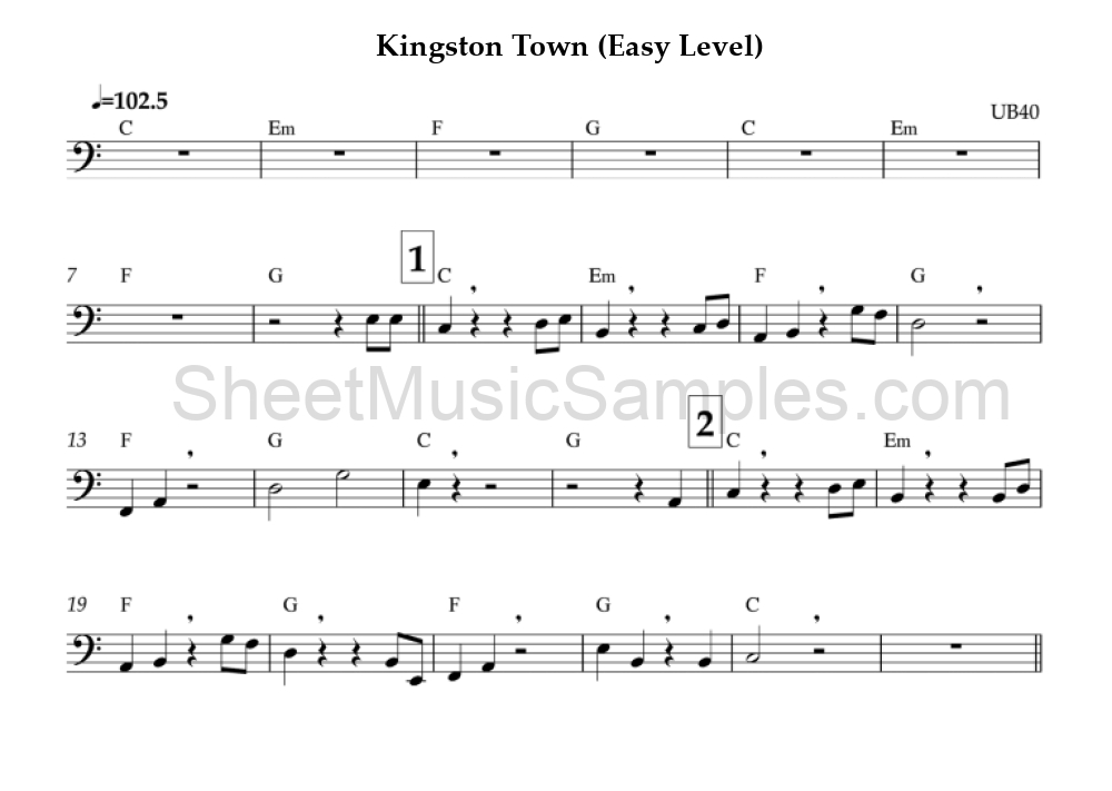 Kingston Town (Easy Level)