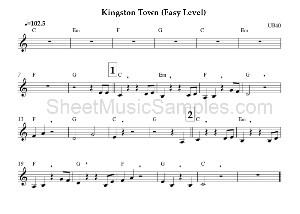 Kingston Town (Easy Level)