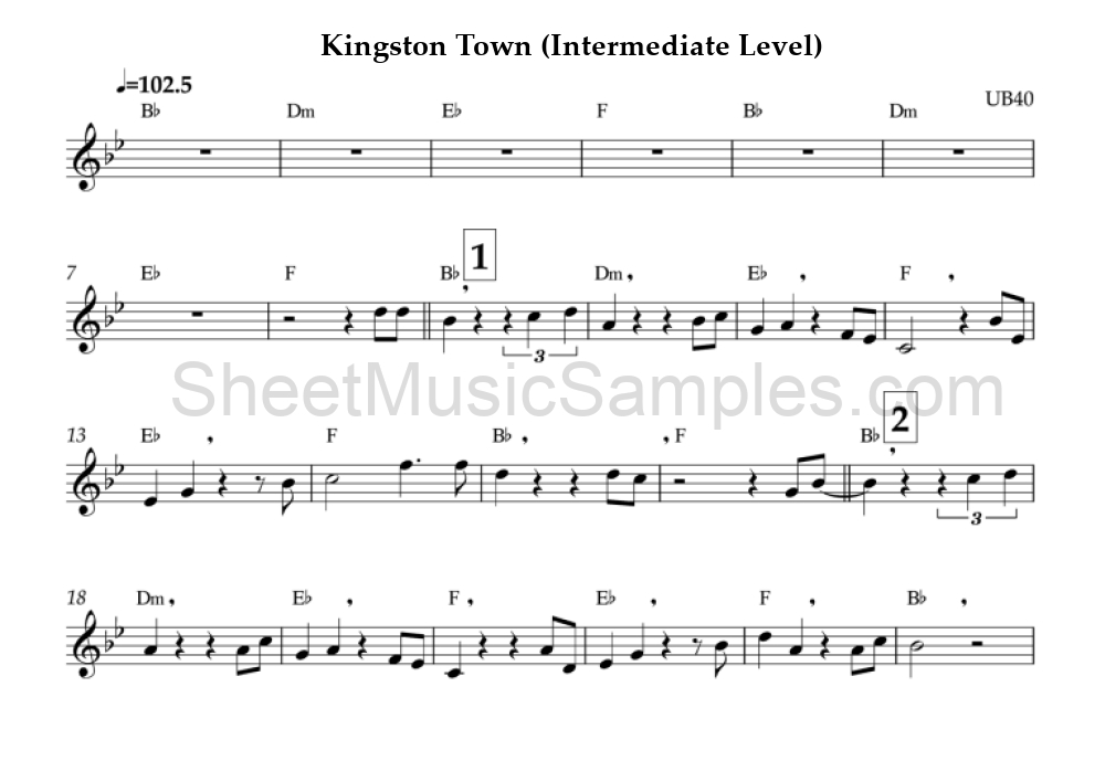 Kingston Town (Intermediate Level)