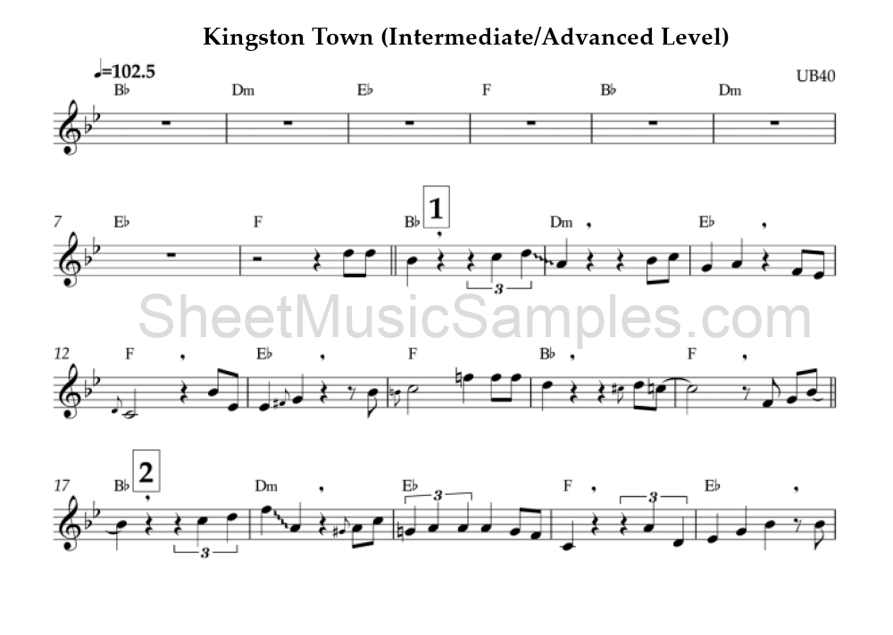 Kingston Town (Intermediate/Advanced Level)